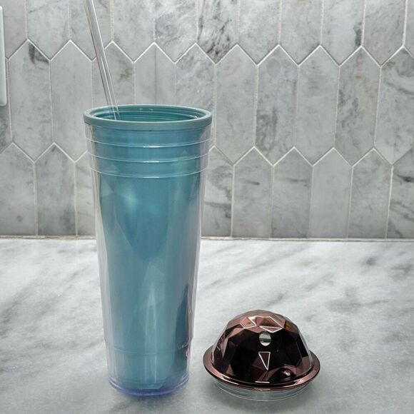 Vintage 2012 Starbucks Venti Cold Cup Copper Dome Lid Prism With Straw Tumbler - Picture 3 of 6